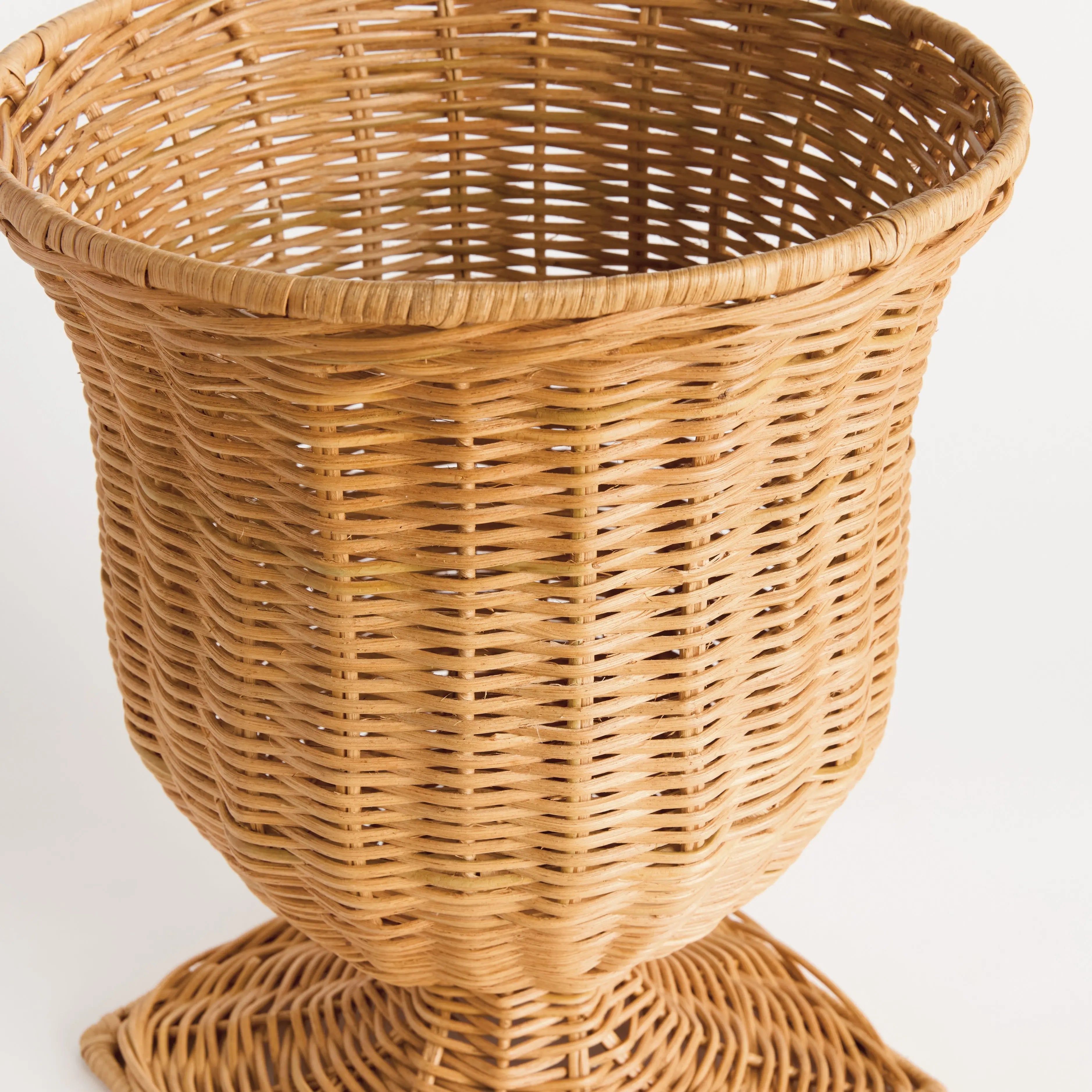 Chesapeake Rattan Footed Urn - 18" Narrow | Whitewash or Natural Vessel - Villa Decor & Design