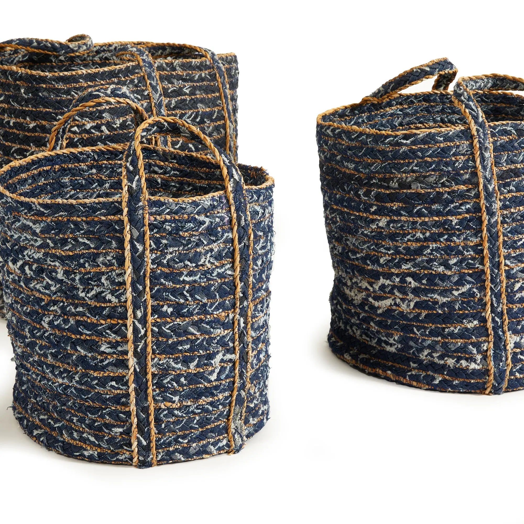 DENIM ROUND BASKETS, SET OF 3 Villa Decor & Design
