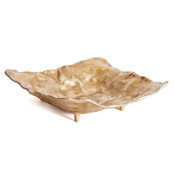 Arlene Large Decorative Tray - Gold Cast Aluminum Centerpiece