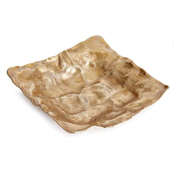 Arlene Large Decorative Tray - Gold Cast Aluminum Centerpiece