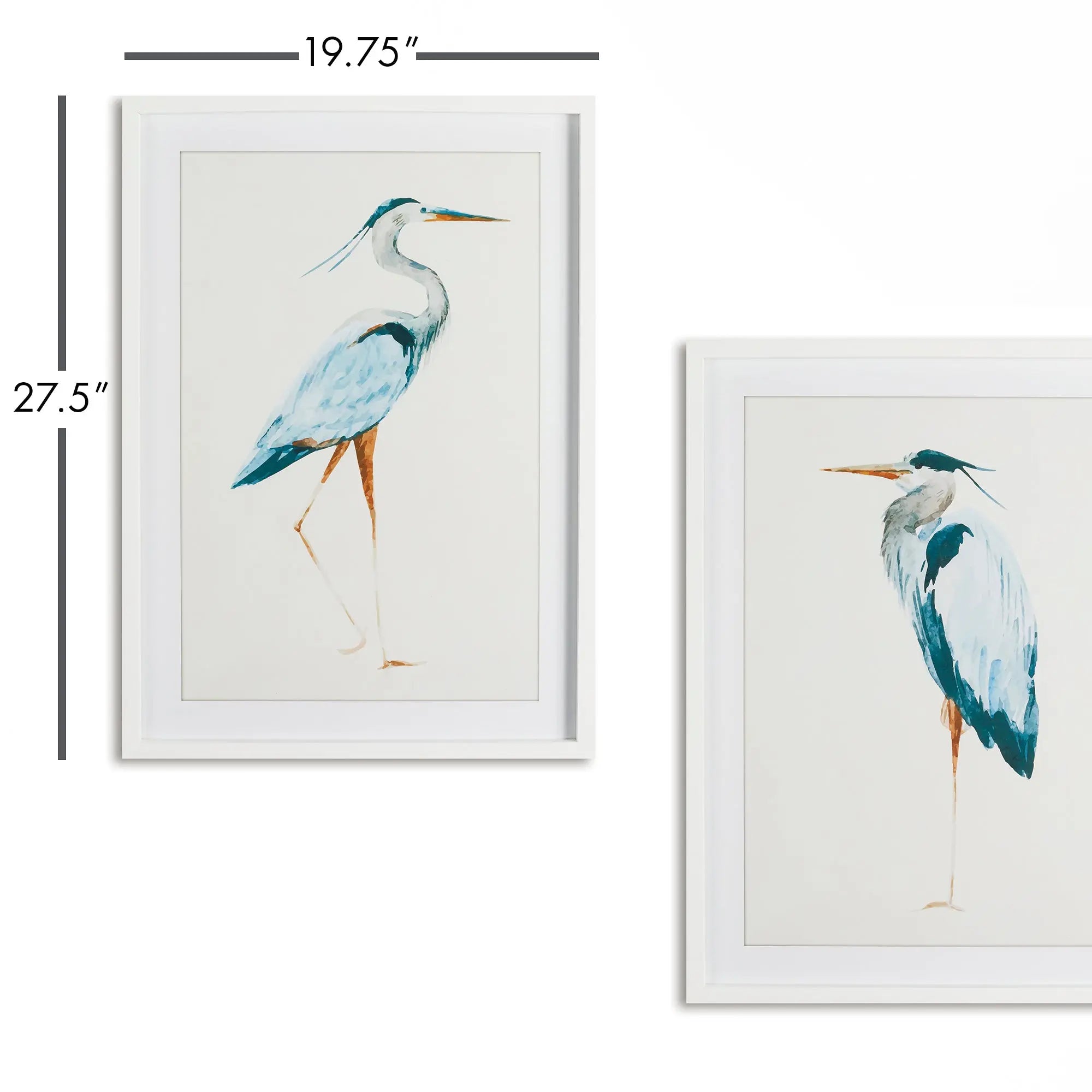 Blue Heron Prints - Set of 2 Coastal Framed Wall Art - Villa Decor & Design