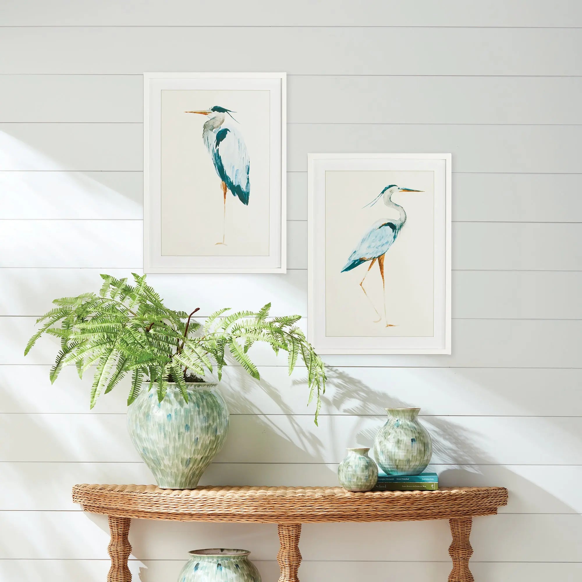 Blue Heron Prints - Set of 2 Coastal Framed Wall Art - Villa Decor & Design