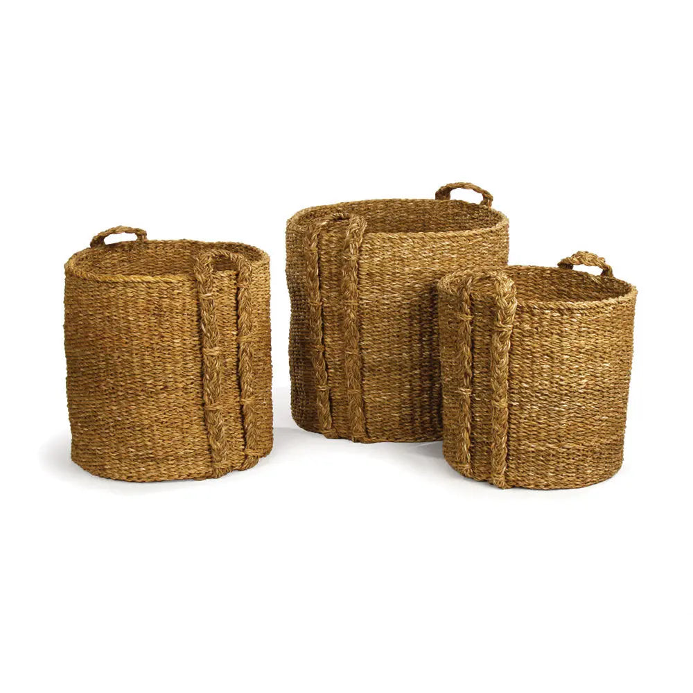 SEAGRASS ROUND BASKETS LARGE, SET OF 3 Villa Decor & Design