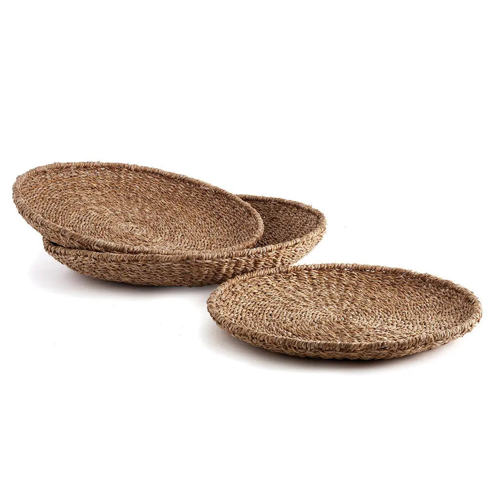 SEAGRASS ROUND TRAYS, SET OF 3 Villa Decor & Design