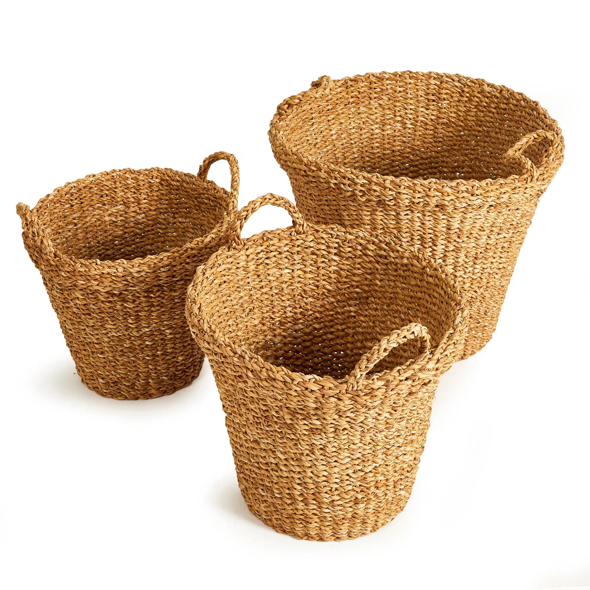 SEAGRASS TAPERED BASKETS WITH HANDLES, SET OF 3 Villa Decor & Design