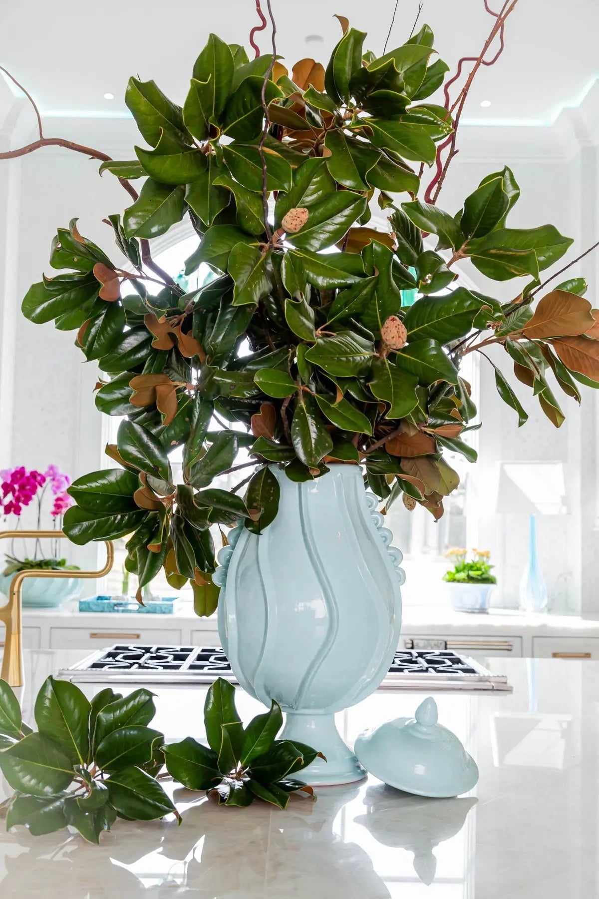 Santa Barbara Urn - 25" Italian Hand-Applied Ribbon Ceramic Urn - Villa Decor & Design