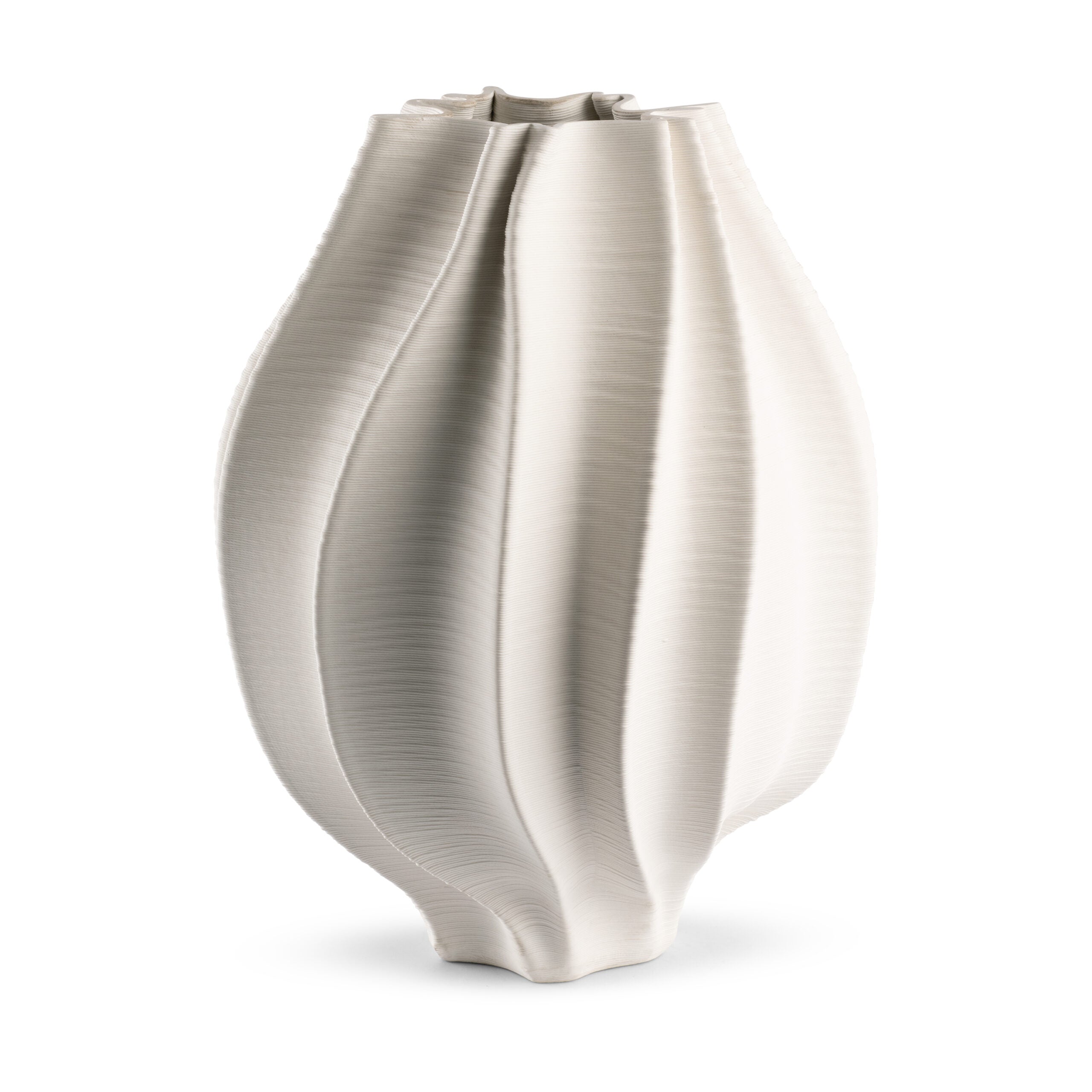 Callie Ceramic Vase - Sculptural Off-White Ridged Vessel (Small or Large) - Villa Decor & Design
