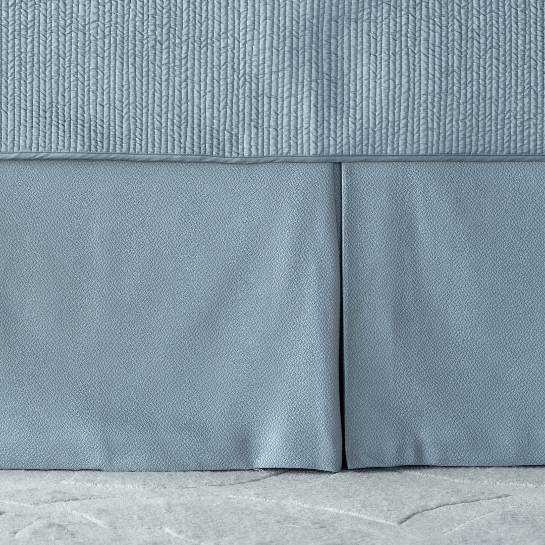 blue bedskirt, tailored bedskirt