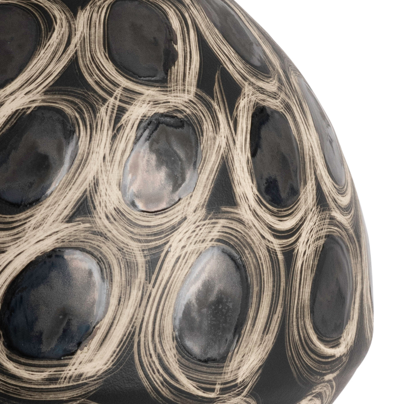 Tessa Vase - Black Circular Patterned Ceramic Vase - Villa Decor & Design