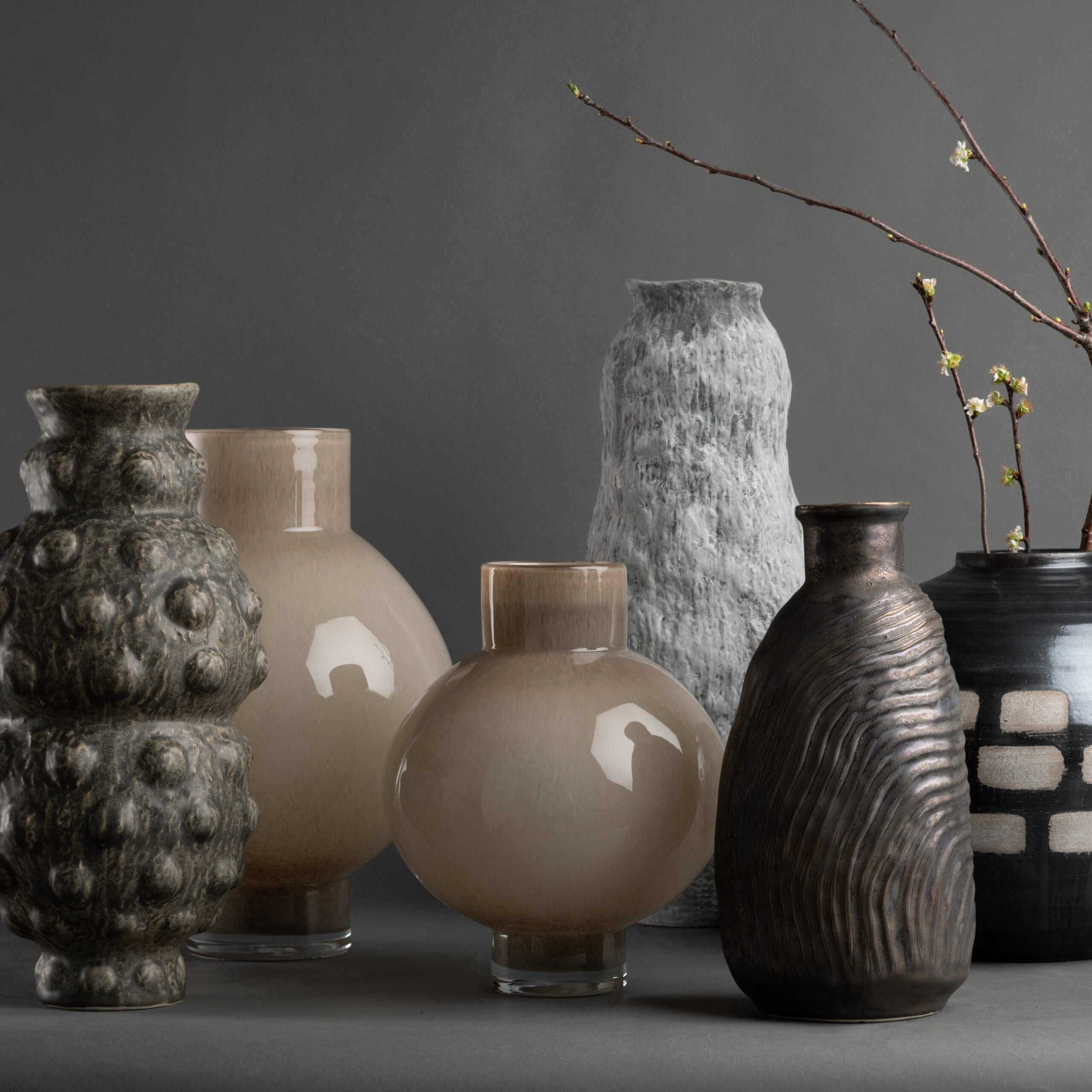 Tobias Sculptural Vase - 18" Weathered Gray & Brown Ceramic Statement Piece