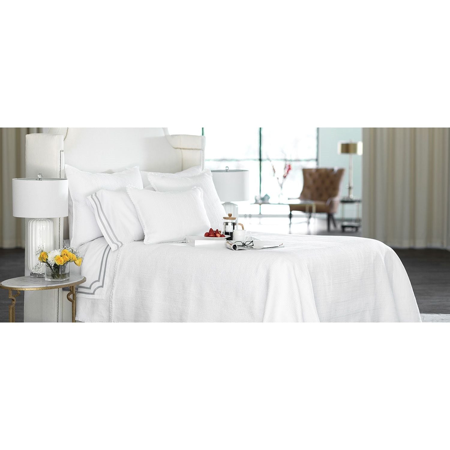 Battersea European Pillow White Cotton 26X26 (Insert Included)