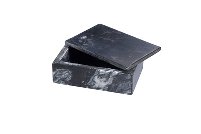 Black rectangular marble box with lid