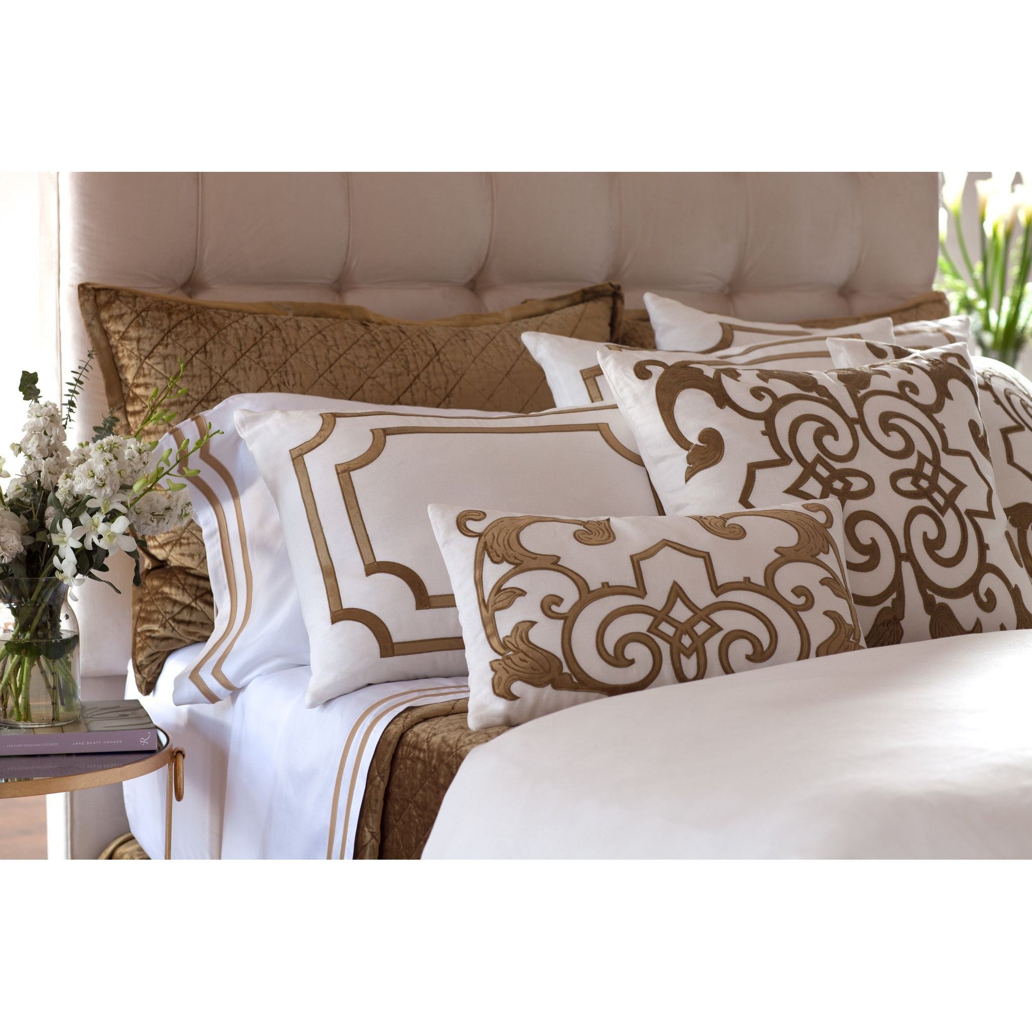 SoHo European Pillow with Straw Velvet Trim - Villa Decor Design & Style - 2